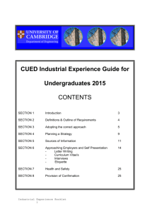 Industrial Experience Guide - CUED