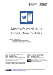 Microsoft Word 2013 Introduction to Styles - UQ Library