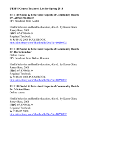 UTSPH Course Textbook List for Spring 2014 PH 1110 Social