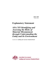 Explanatory Statement ASA 315 Identifying and Assessing the Risks