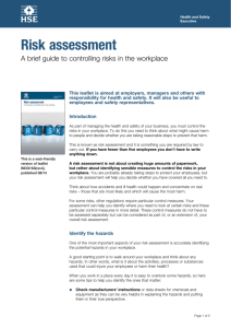 Risk assessment: A brief guide to controlling risk in the