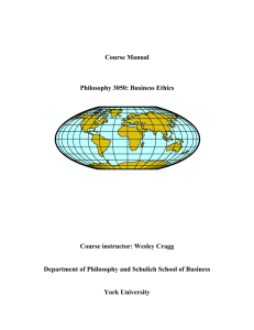 Course Manual Philosophy 3050: Business Ethics Course instructor