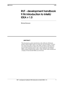 RUT - development handbook 9.96 Introduction to IntelliJ IDEA v 1.0