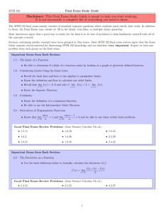 Disclaimer: This Final Exam Study Guide is meant to help you start