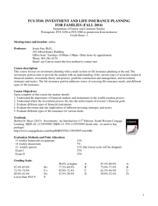 FCS 5510: INVESTMENT AND LIFE