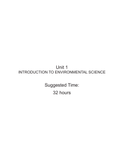 Unit 1: Introduction to Environmental Science (Revised July 2010)