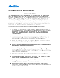 Financial Management Code of Professional Conduct (As of