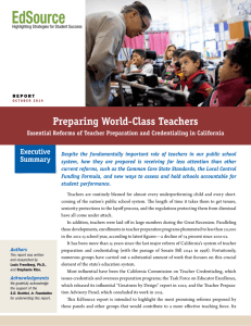 Preparing World-Class Teachers