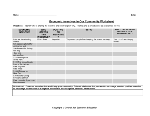 Economic Incentives in Our Community Worksheet