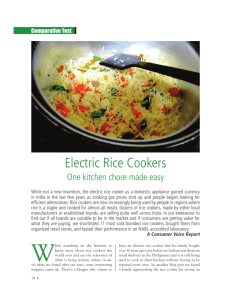 Electric Rice Cookers - Department of Consumer Affairs