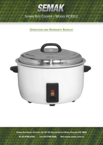 SEMAK RICE COOKER –MODEL RC3011