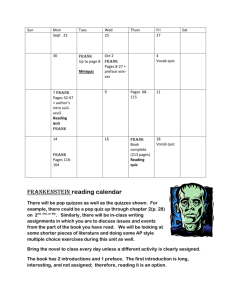 Frankenstein reading calendar