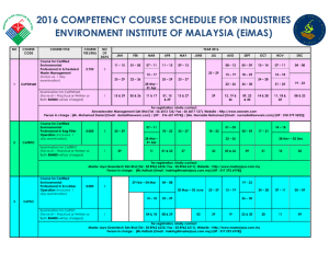 2016 COMPETENCY COURSE SCHEDULE FOR INDUSTRIES
