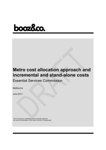 Metro cost allocation approach and incremental and stand