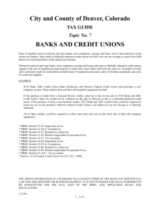 Banks and Credit Unions - City and County of Denver