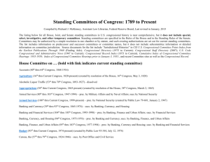Standing Committees of Congress: 1789 to Present