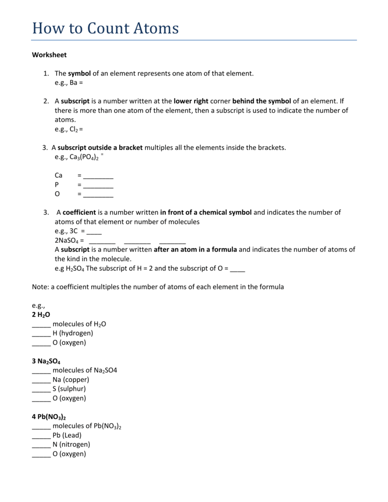 How to Count Atoms Inside How To Count Atoms Worksheet