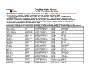 Final Exams - Penn State Greater Allegheny