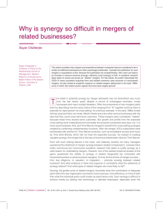 Why is synergy so difficult in mergers of related businesses?