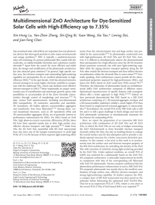 Multidimensional ZnO Architecture for Dye‐Sensitized Solar Cells