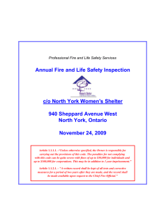 Annual Fire and Life Safety Inspection c/o North York Women's