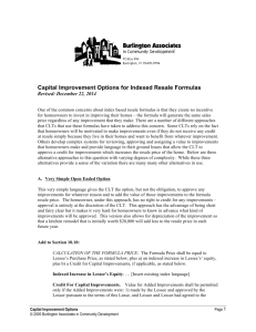 Capital Improvement Options for Indexed Resale Formulas