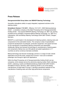 Press Release - Bishop Steering Technology Pty Ltd.