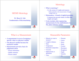 MEMS Metrology Metrology What is a Measurement Measurable