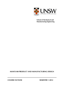 manf3100 product and manufacturing design course