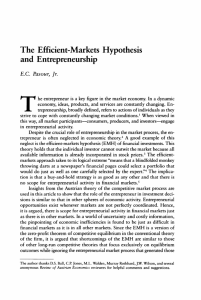 The Efficient-Markets Hypothesis and Entrepreneurship