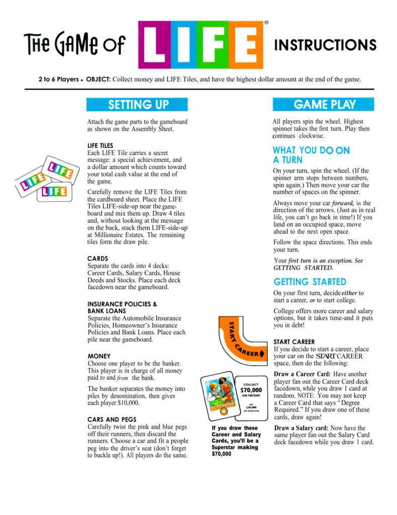 The Game Of Life Instructions