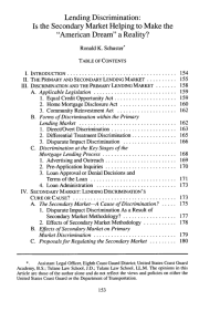 Lending Discrimination: Is the Secondary Market Helping to Make