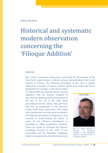 Filioque Addition - International Journal of Orthodox Theology