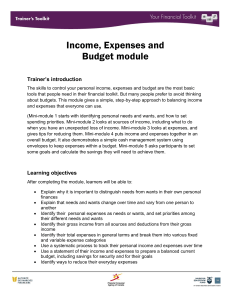 Income, Expenses and Budget module
