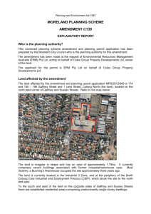 Moreland C139 Explanatory Report Approval Gazetted