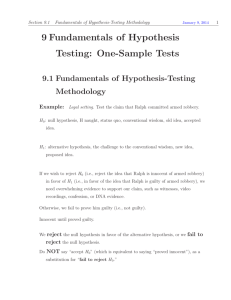 9 Fundamentals of Hypothesis Testing: One