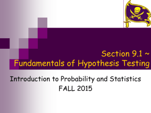 Section 9.1 ~ Fundamentals of Hypothesis Testing