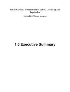 1.0 Executive Summary - South Carolina Department of Commerce