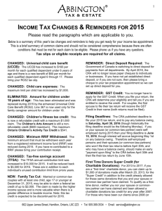 income tax changes & reminders for 2015