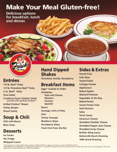 Entrées Soup & Chili Desserts Sides & Extras Hand Dipped Shakes