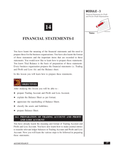 FINANCIAL STATEMENTS-I