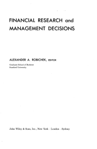 FINANCIAL RESEARCH and MANAGEMENT DECISIONS