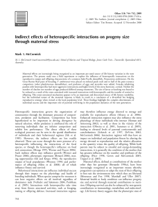 Indirect effects of heterospecific interactions on progeny size through