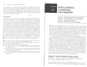 INTELLIGENCE, COGNITION, AND MEMORY