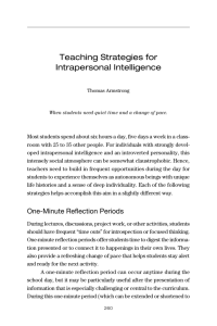 Teaching Strategies for Intrapersonal Intelligence