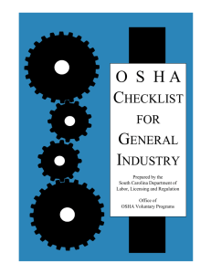 checklist cover - S.C. OSHA