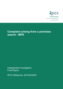Complaint arising from a premises search - MPS