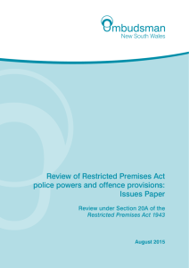 Review of Restricted Premises Act police powers and offence