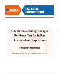 U.S. Revenue Ruling Changes Residency Test for