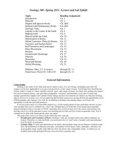 Geology 100 - Spring 2011: Lecture and Lab Syllabi